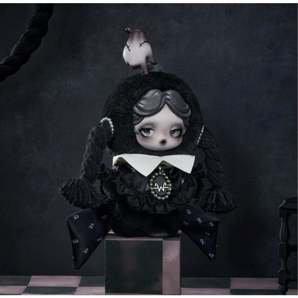 New SKULLPANDA x Wednesday Plush (Classic Dress Version) - Popmart NYC Pop-Up - Picture 3 of 5